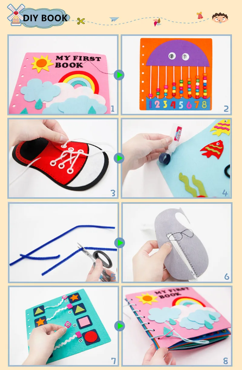Diy Craft мой первый комплект книга Детский сад игрушки Раннее Обучение обучающая картина Книга ручной работы DIY Материал набор для детей