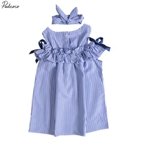 pudcoco toddler kids baby girls clothes striped off shoulder a line mini dress 1 6years helen115