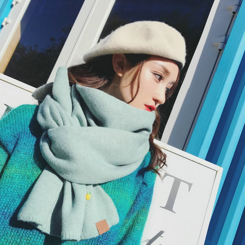 Новый модный теплый шерстяной платок в Корейском стиле зимний удобный вязаный