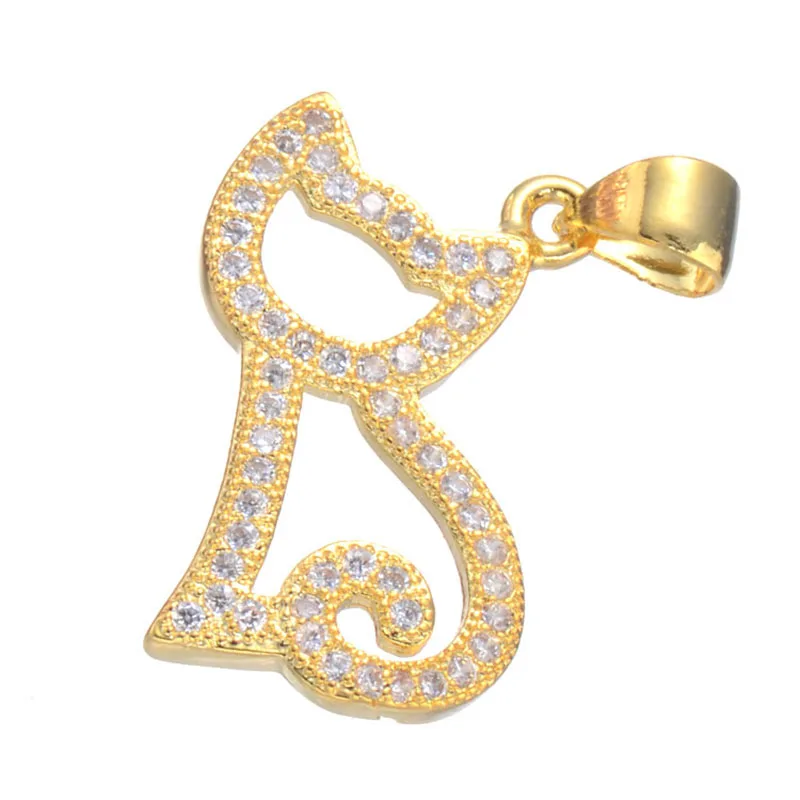 Милые микро проложить ювелирные изделия Сияющий Циркон кошка плавающие амулеты