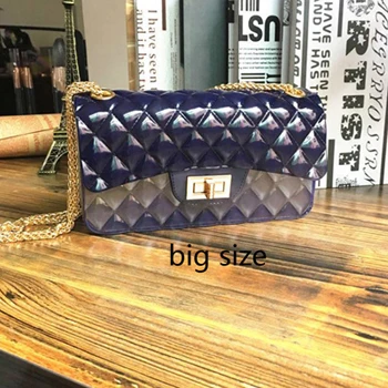 Black bigger Clear Colorful Transparent jelly Bag Gradient Candy Color Crossbody Bags Designed Ladies Shoulder Chain Messenger Bag - Цвет: Black bigger