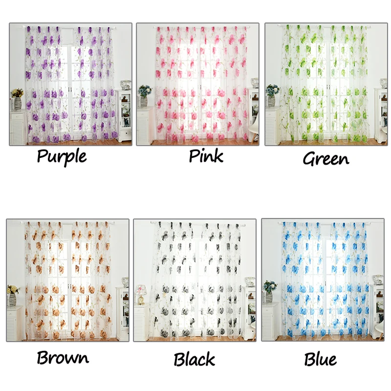 1 шт. Летние Цветочные лозы листья Тюль оконная дверь занавеска драпировка панель