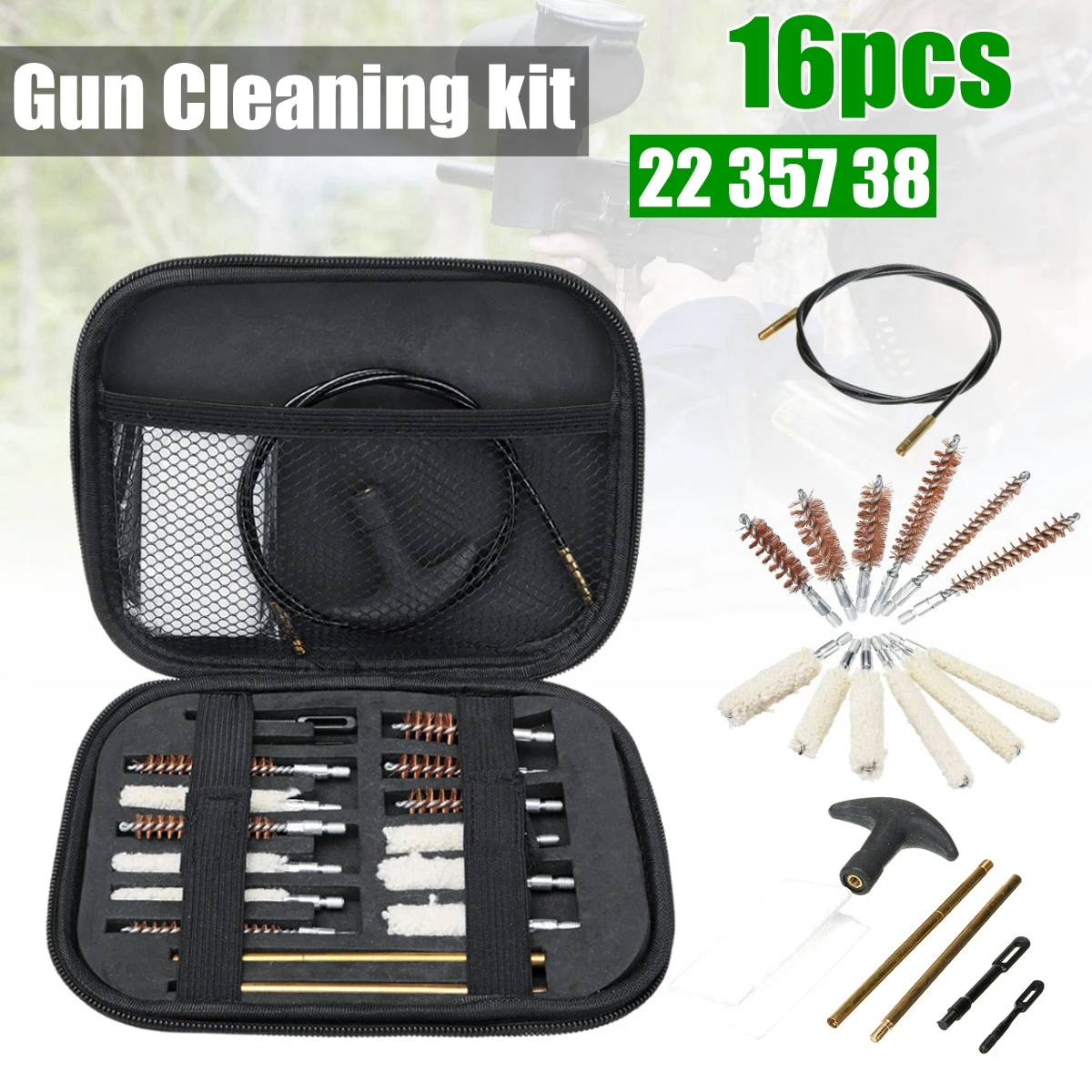 

16pcs Universal Gun Cleaning Kit For Rifle Pistol Handgun Shotgun Professional Cleaning Set Gun Brush Tool Hunting Accessories