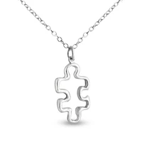 gift family hollow outline puzzle piece necklace autism awareness quote jigsaw mentor teacher mom friends meaningful necklace