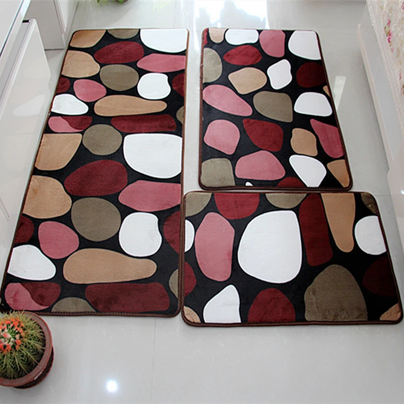Soft Bath Mat Set Water Absorption Bathroom Carpet Rug Bathroom Mat Home Living Room Kitchen Door Floor Mat for Toilet Non-slip