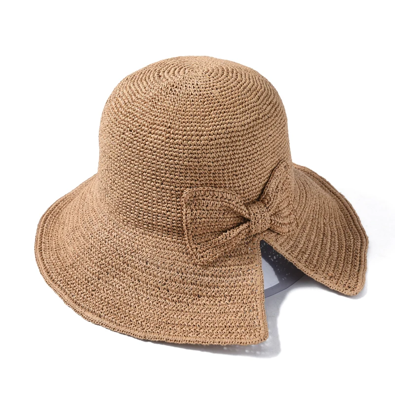 ROSELUOSI 2019 женская летняя шляпа Повседневная однотонная пляжная с бантом складная