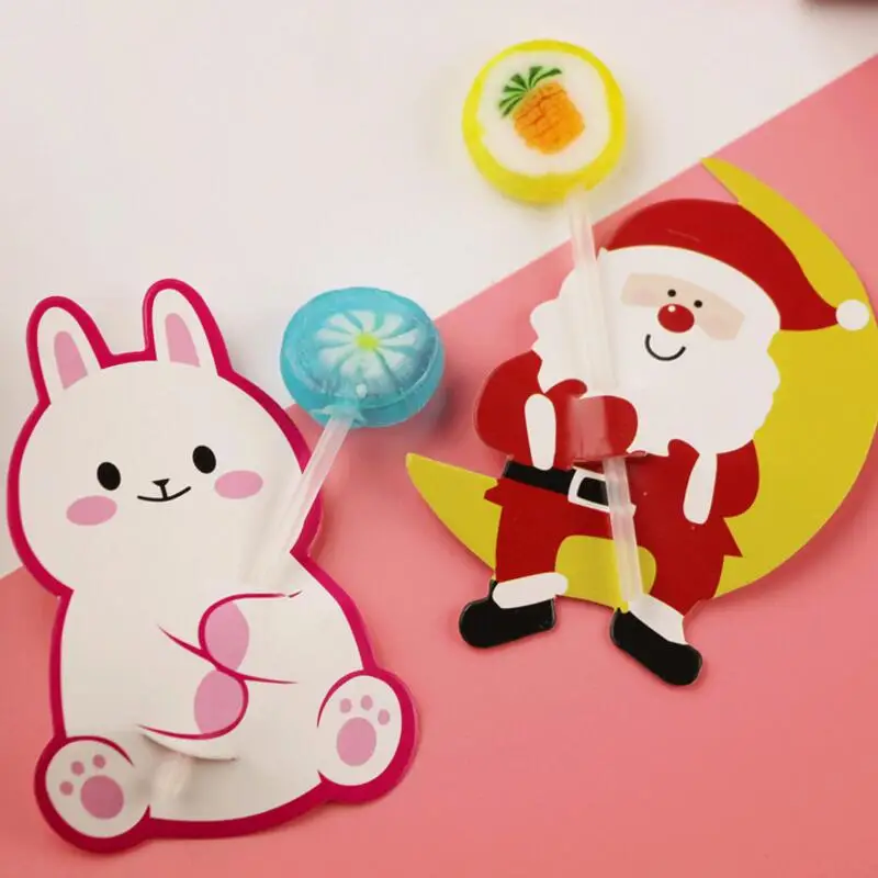 

200pcs/lot New Santa Penguin and Rabbit Shape Cartoon Lollipop Decorative Paper Card Christmas Party DIY Decoration