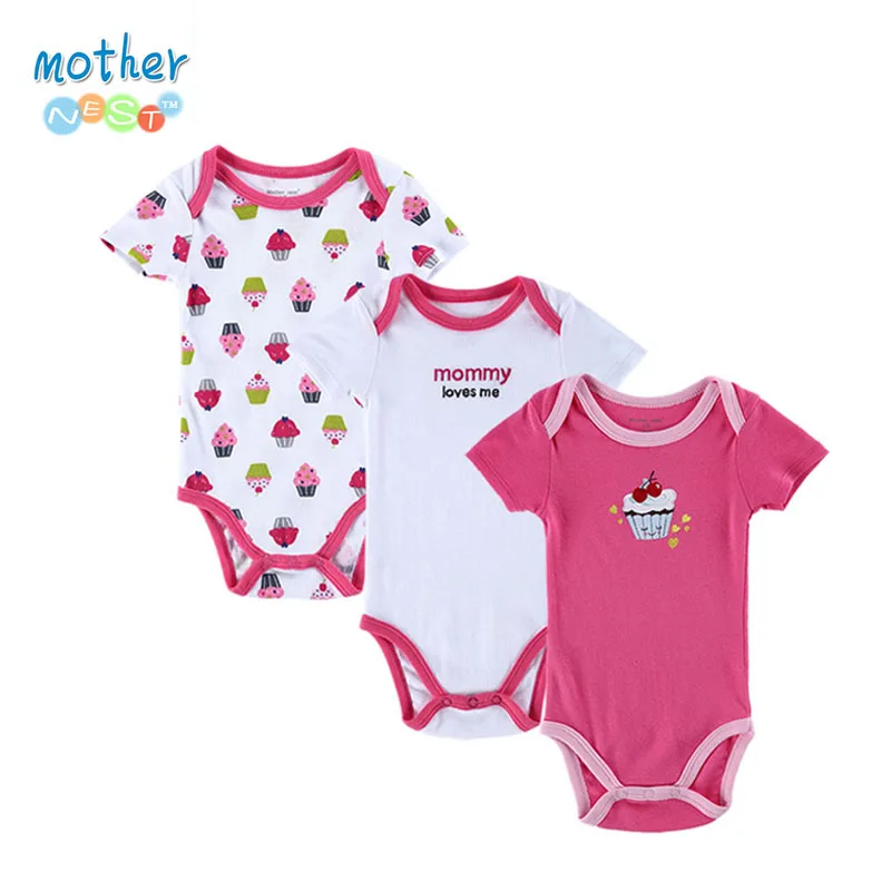 3pcs/lot Baby Rompers Новорожденные с коротким рукавом Хлопок Boy Девушка Одежда для