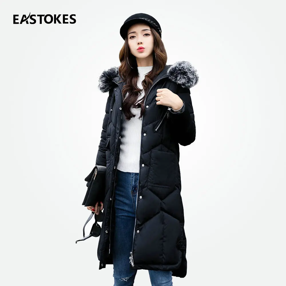 Зимняя куртка для женщин длинные пальто с большой меховой воротник новый дизайн