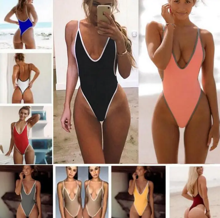 Бикини Лето 2019 купальный костюм цельный костюмы ремень с высоким вырезом Цельный