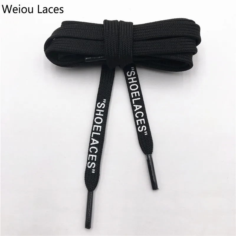 Weiou бренд Off White плоские полиэфирные шнурки печать "шнурки" Зеленый Оранжевый OW подписанные совместно беговые шнурки на заказ