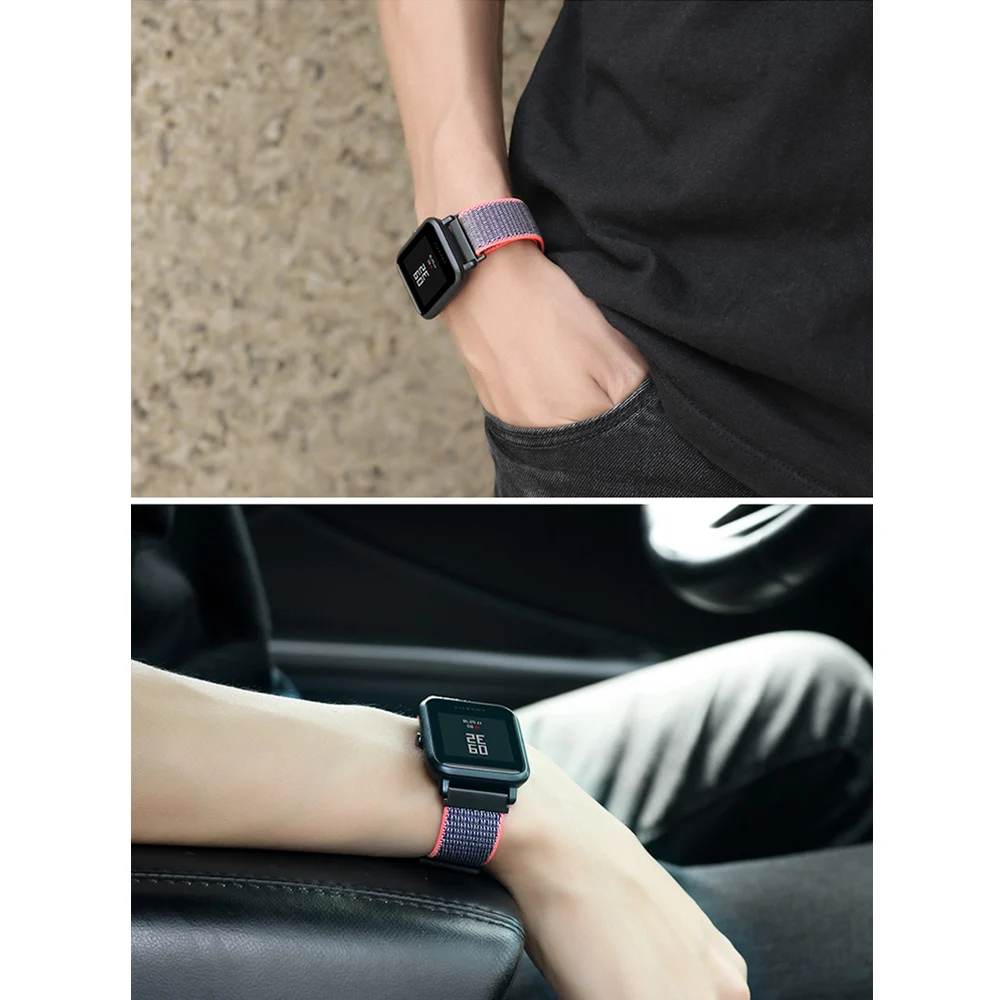 20 мм 22 мм часы нейлоновый ремешок для Huami Amazfit BipSport петля ремешок для Huami Amazfit GtR 47 мм 42 мм ремешок/Stratos/Pace