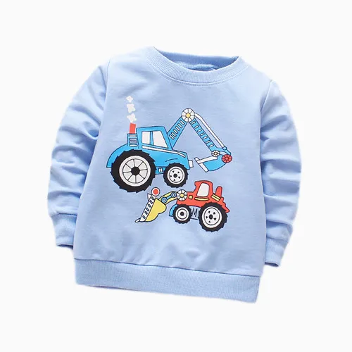 car blue Футболка для маленьких мальчиков повседневные хлопковые топы с длинными рукавами для маленьких мальчиков, рубашка для новорожденных весенне-осенняя футболка одежда для маленьких мальчиков на первый день рождения - Цвет: car blue