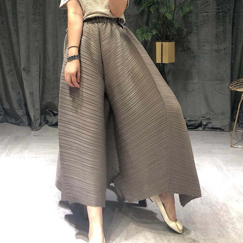 Changpleat 2018 новые женские широкие брюки miяка плиссированные модные дизайнерские