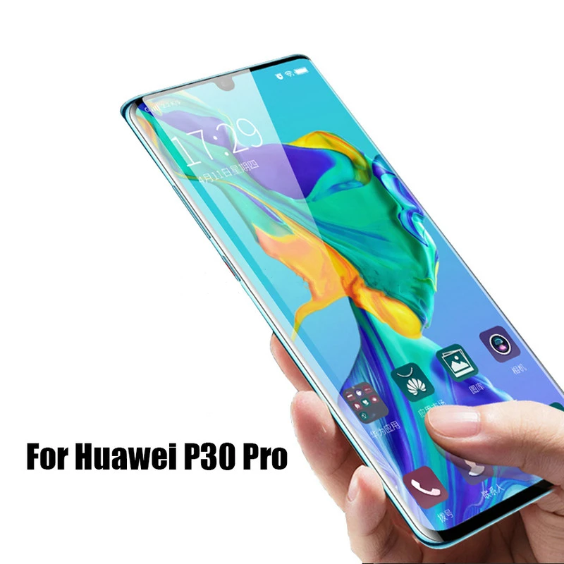 Закаленное стекло 5D с изогнутыми краями для Huawei P30 Pro Защитная пленка экрана 9H