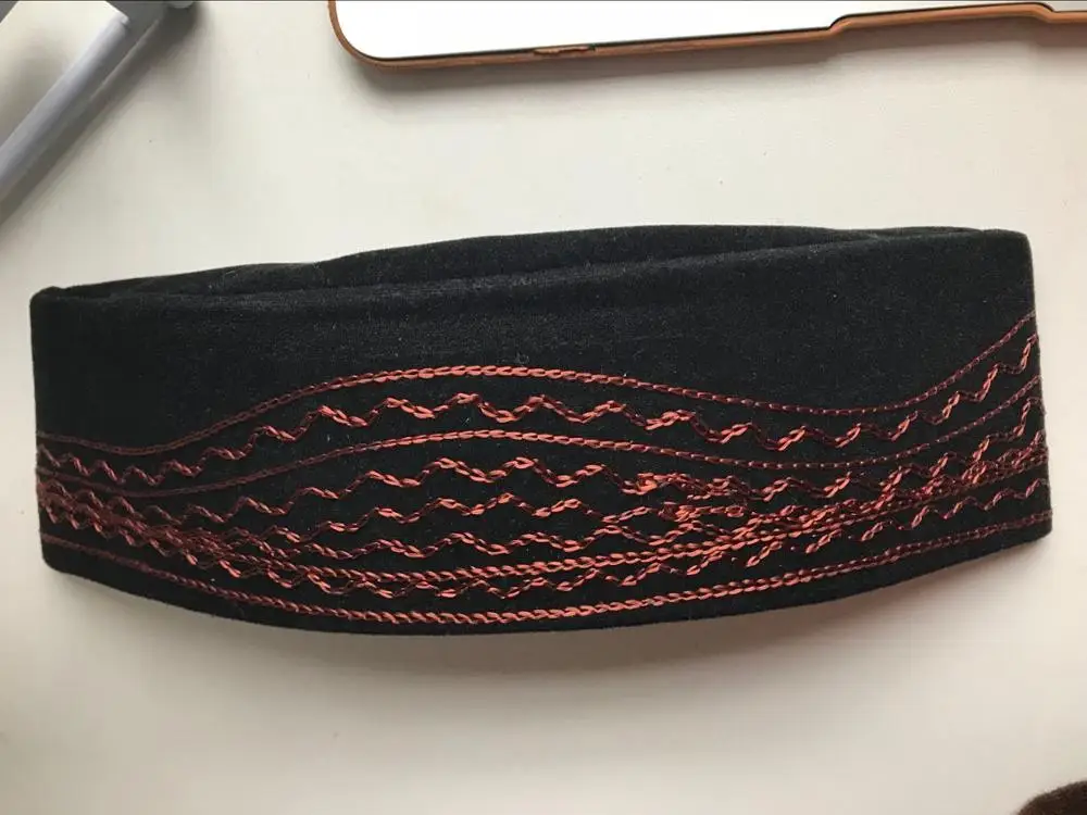 Мусульманская шляпа мусульманский тюрбан Черная кепка s золотая нить вышивка