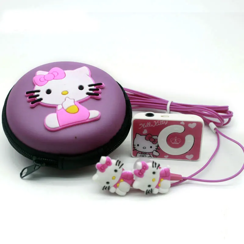 hello kitty mp3 Totoro аниме Спортивный MP3 музыкальный плеер с наушниками и сумкой
