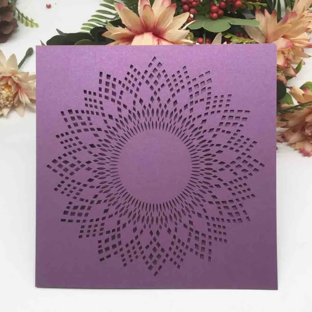 

50pcs /lot Concise Style Fine Carving On Pearl Paper Wedding Invitation Card Qj- 158