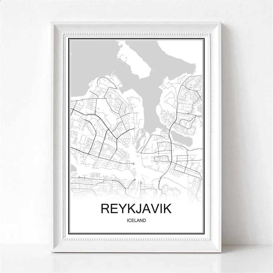 REYKJAVIK Исландская Рейкьявик картина маслом карта мира изображение с абстрактным принтом современный город плакат холст с покрытием бумага кафе декор гостиной - Цвет: REYKJAVIK