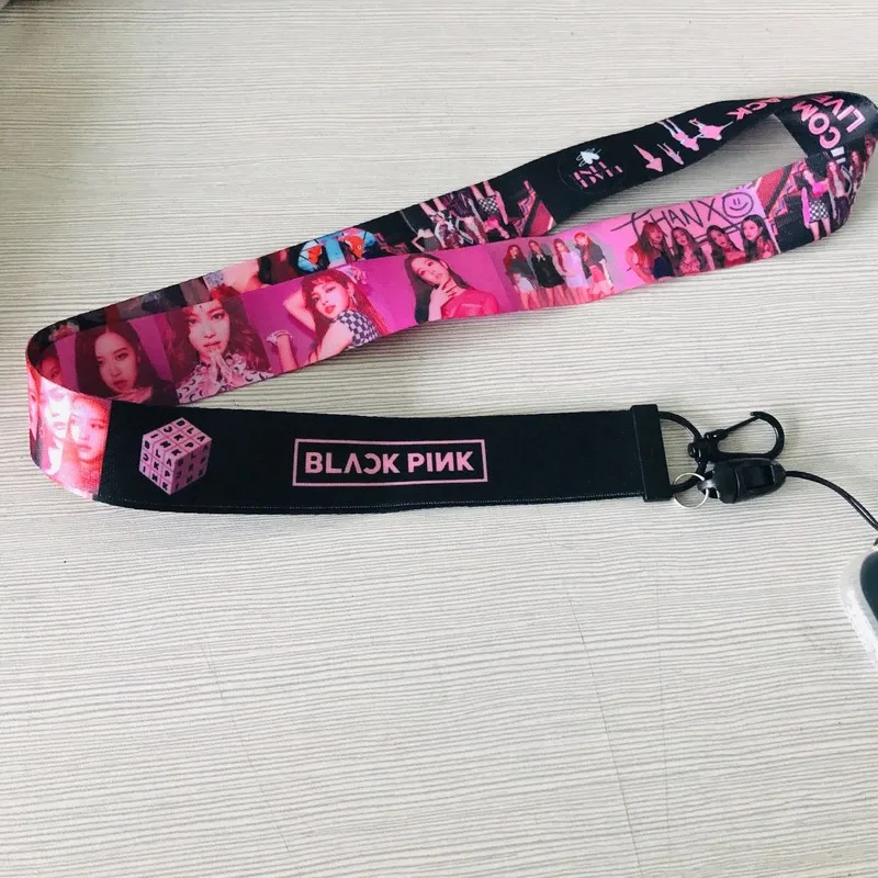 Kpop Blackpink Роза шаблон брелок для мобильного телефона шеи ремень значок держатель подвесная Веревка Шарм