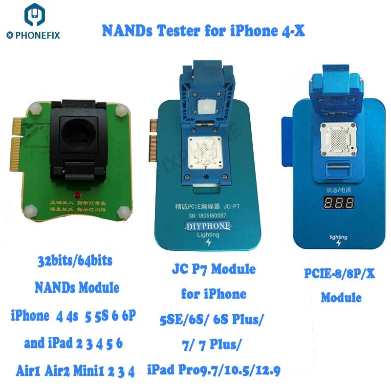NAND Adapter 4-X PHONEFIX JC Pro1000s NAND программист инструмент для ремонта чтения и записи батарея кабель для передачи данных тестер наушников для iPhone 4 5 6 6S 7 7P 8 8P X - Цвет: NAND Adapter 4-X