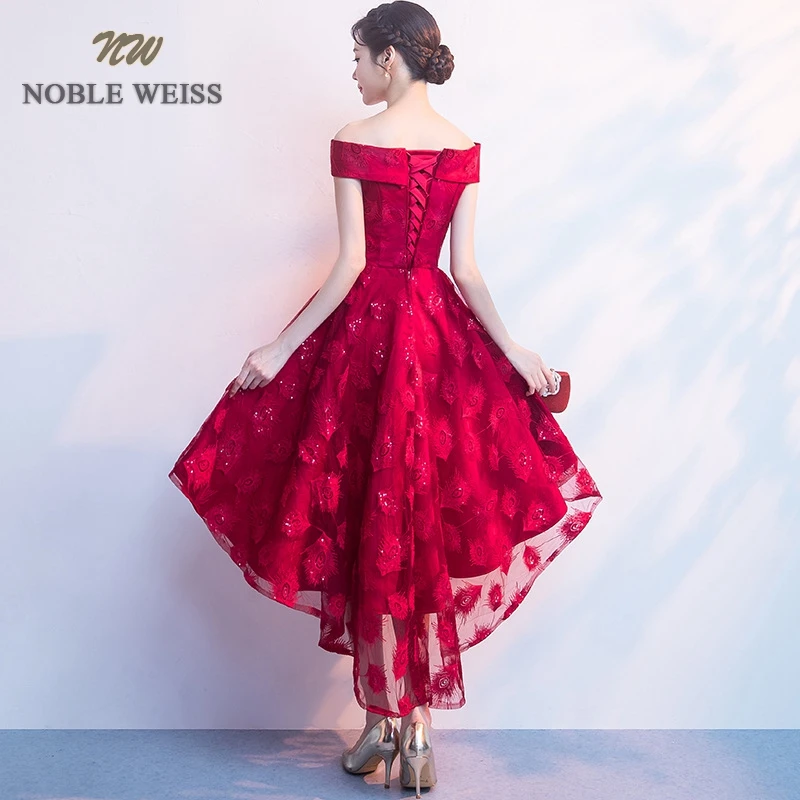 NOBLE WEISS Elegant Sweetheart Prom Gowns Asymmetrical Formal Evening Gown Lace Dress Free Shipping | Свадьбы и торжества