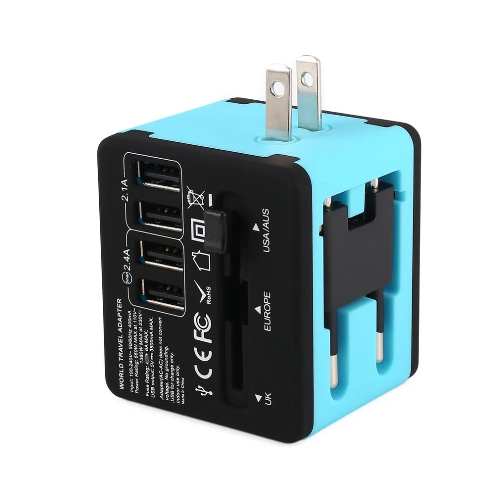 Новый JY-190 4USB зарядка Универсальный дорожный адаптер Все-в-одном международный