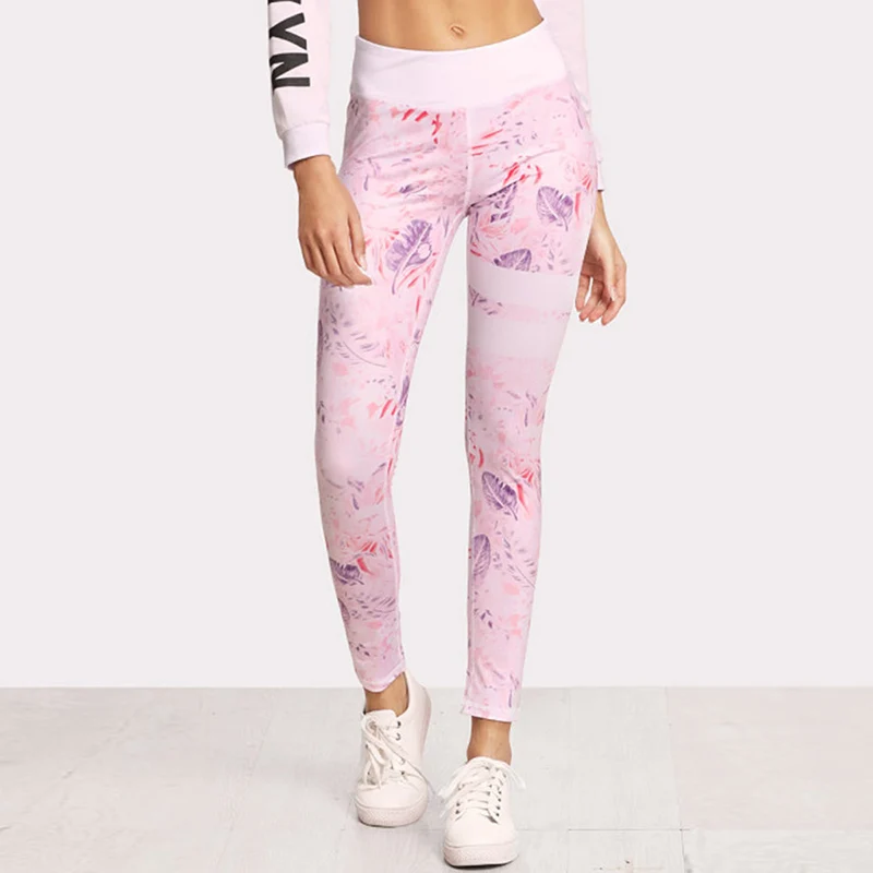Женские спортивные штаны с принтом леггинсы для тренировок тренажерный зал бег