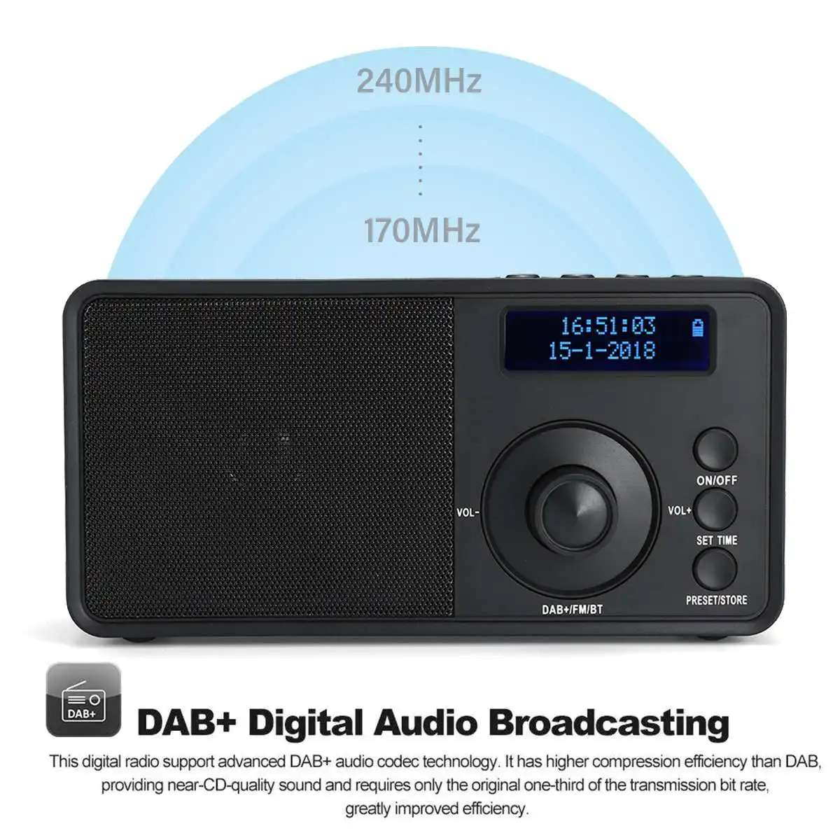 Портативный DAB+ FM цифровое радио плеер FM приемник портативный мини bluetooth музыка стерео радио Динамик Поддержка AUX ЖК-дисплей будильник