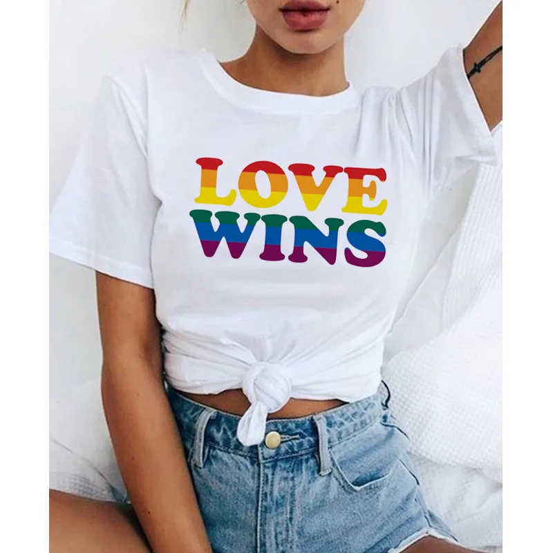 ЛГБТ Футболка Love Wins для женщин бисексуал лесбиянок геев love is Радужный Топ