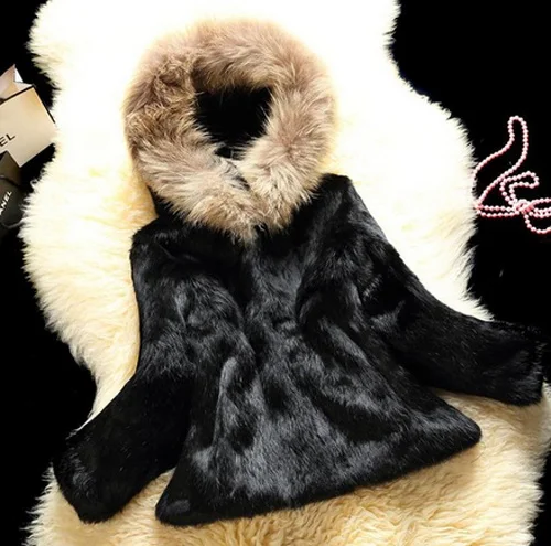 Free Shipping Genuine Rabbit Fur Coat women full pelt rabbit fur with hat fur jacket free customized plus size any color J811