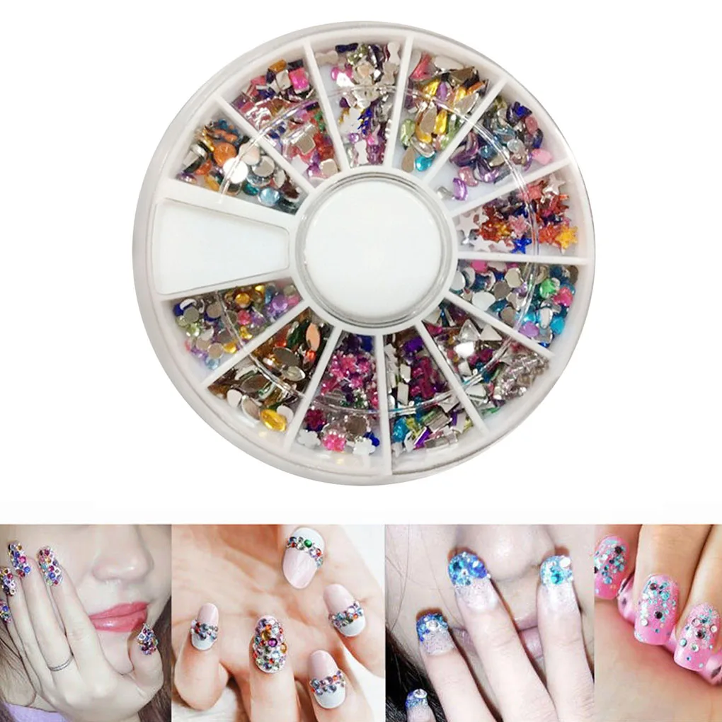 Совершенно новые разноцветные 3D Типсы для ногтевого дизайна Кристальные блестки