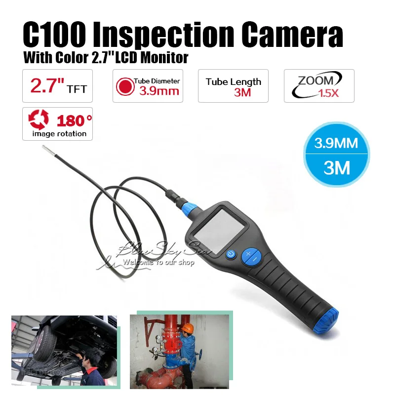 Blueskysea C100 Dia 3 9 мм 2 7 &quotэндоскоп бороскоп инспекционная м гибким световодом для