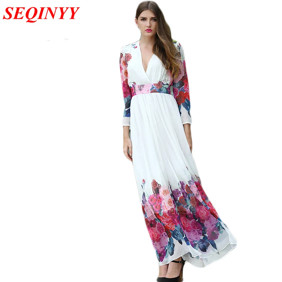 Сексуальное длинное платье 2017 летнее повседневное модное фиолетовое с цветочным