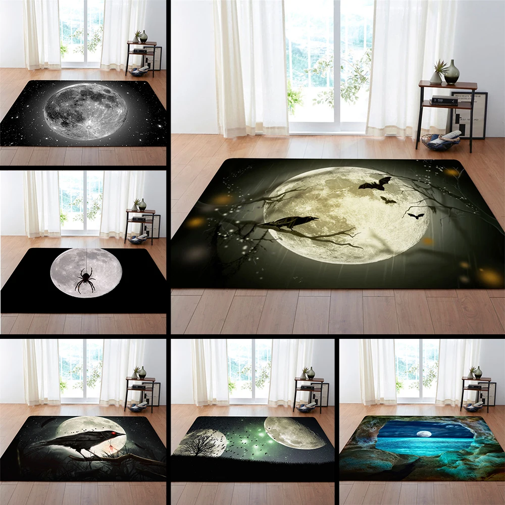 

Universe Moon 3D Carpets Modern Large Living Room Area Rug Soft Flannel Boys Room Gift Kids Rug Carpet Bedroom Kitchen Mat
