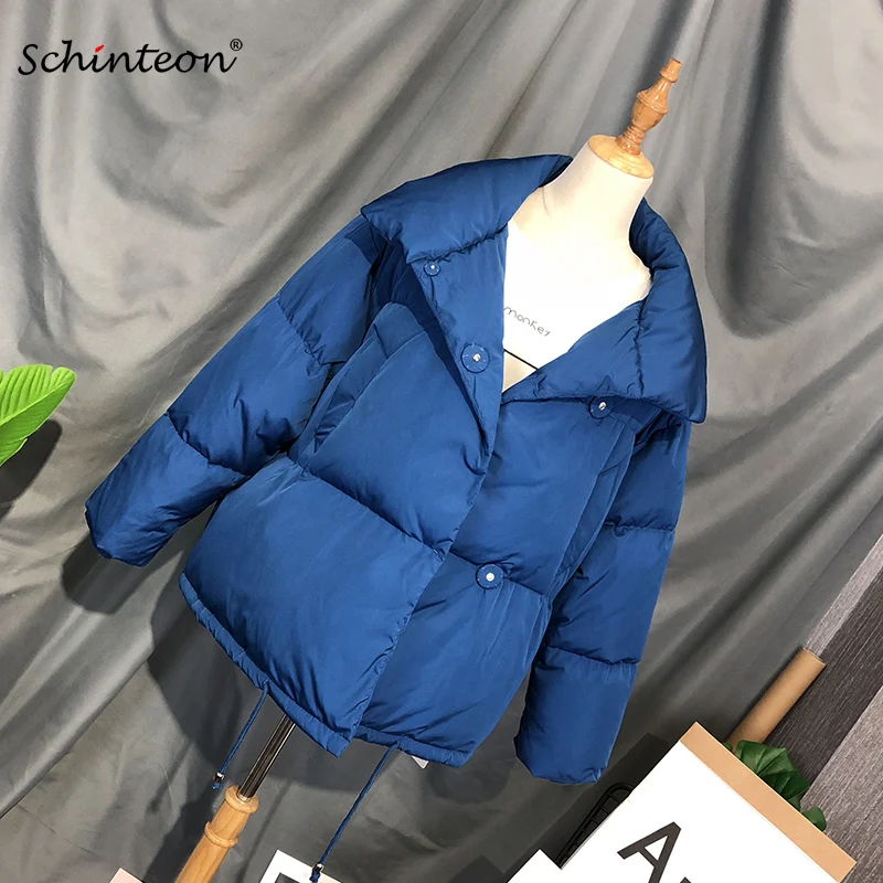 2019 Schinteon белый утиный пух свободный жакет теплая верхняя одежда корейский Зимний
