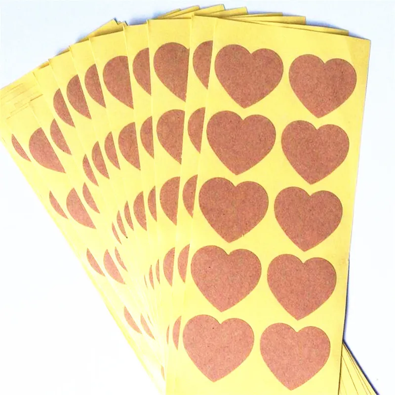 100 PCS/lot Vintage Romantic Heart Design Kraft Paper Seal Sticker For Handmade Packaging Label DIY Self adhesive Stickers|100 pcs/lot|sticker