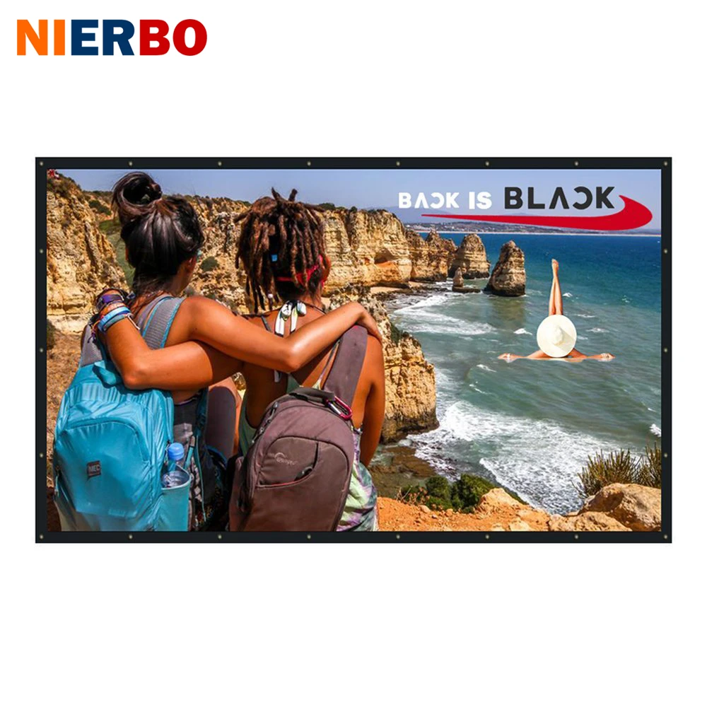 NIERBO экран для проектора 60 до 120 дюйм(ов) ов) портативный складной ПВХ черный сзади