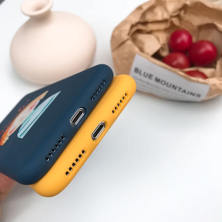 Мультфильм ручная роспись улыбающаяся девушка желтый синий для iphone X XR XS Max 6 S 7 8 Plus