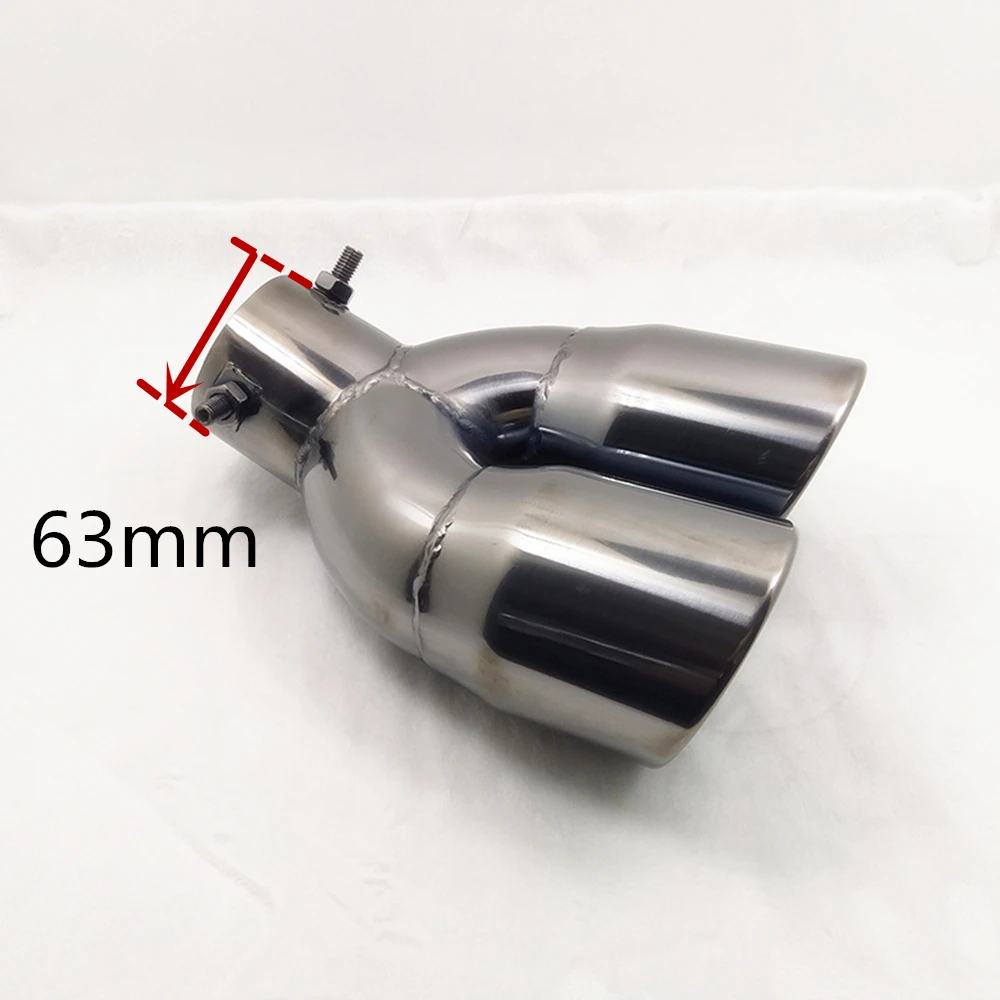 Универсальный выхлопной трубопровод из нержавеющей стали двойной черный двойной для автомобиля 63 мм Car Styling подходит для Nissan Bluebird/Ford Fox/Kia On.
