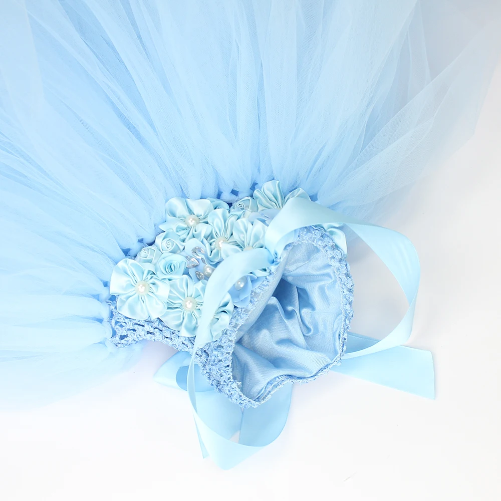 fashion flower girls light blue tutu dress birthday vestido menina for girl photo props baby party | Детская одежда и обувь