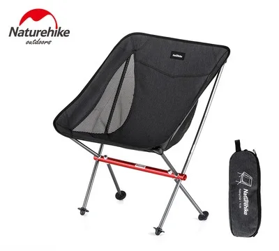 Черный Naturehike Portable Folding Fishing Chair Camping Chair Seat Aluminium Fishing Chair for Outdoor Picnic BBQ Beach Chair - Цвет: Черный