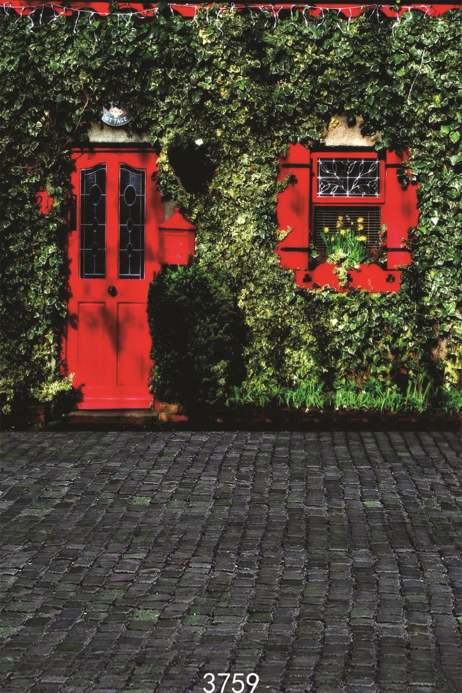 

Outdoor Courtyard Red Door Customized Vinyl Photography Backdrops Wedding Children Computer Printed Backgrounds for Photo Studio