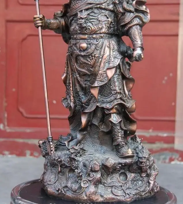 Китай (материк) красная медь бронза девять Дракон Гуань Гун Юй God Warrior статуя