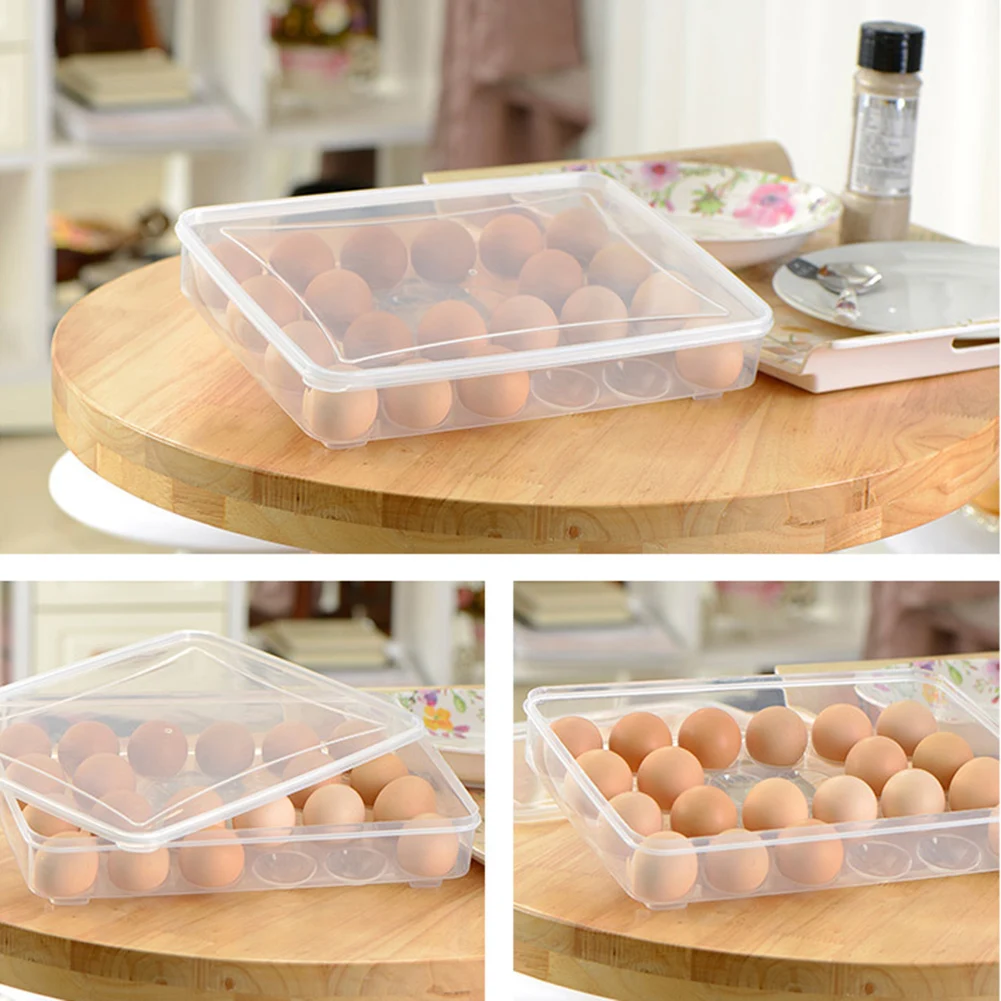 Durable Transparent Plastic 24 Grids Home Kitchen Refrigerator Egg Storage Box Container Holder Shelf Case with cover