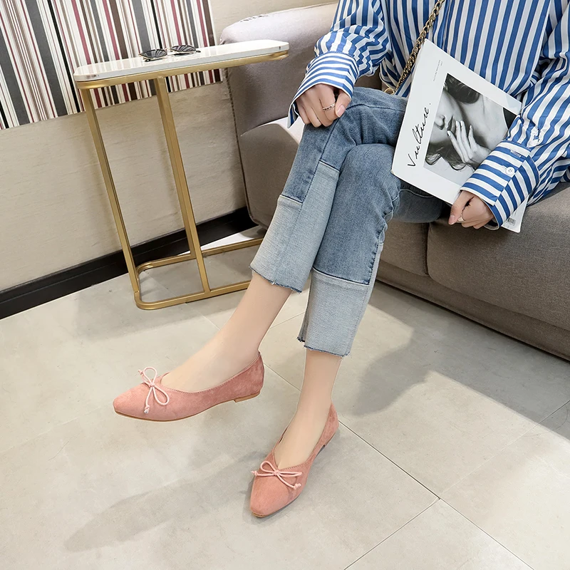 2019 г. Новые весенние модные женские туфли на плоской подошве без застежки из