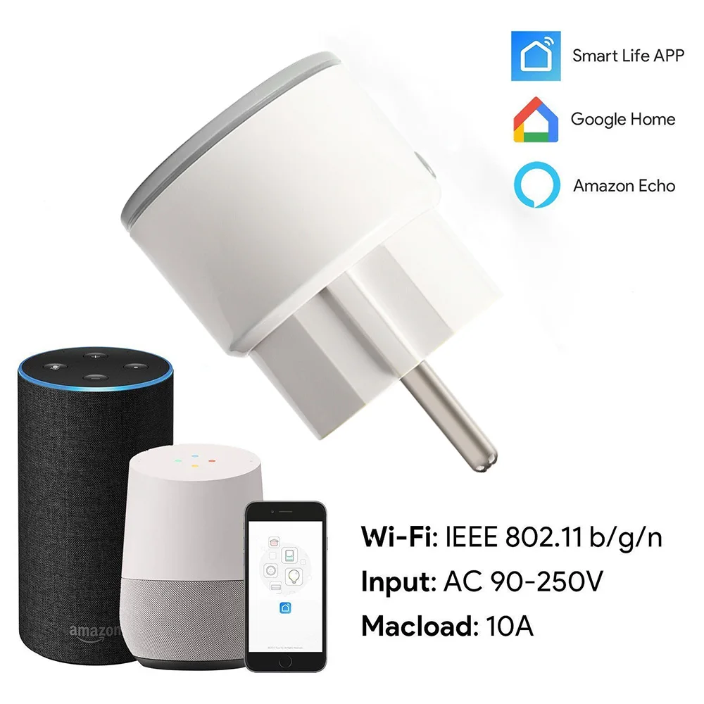Умная Мини розетка Tuya Smart life с поддержкой Wi Fi и ЕС 2300 Вт 10 А|Умные розетки| |