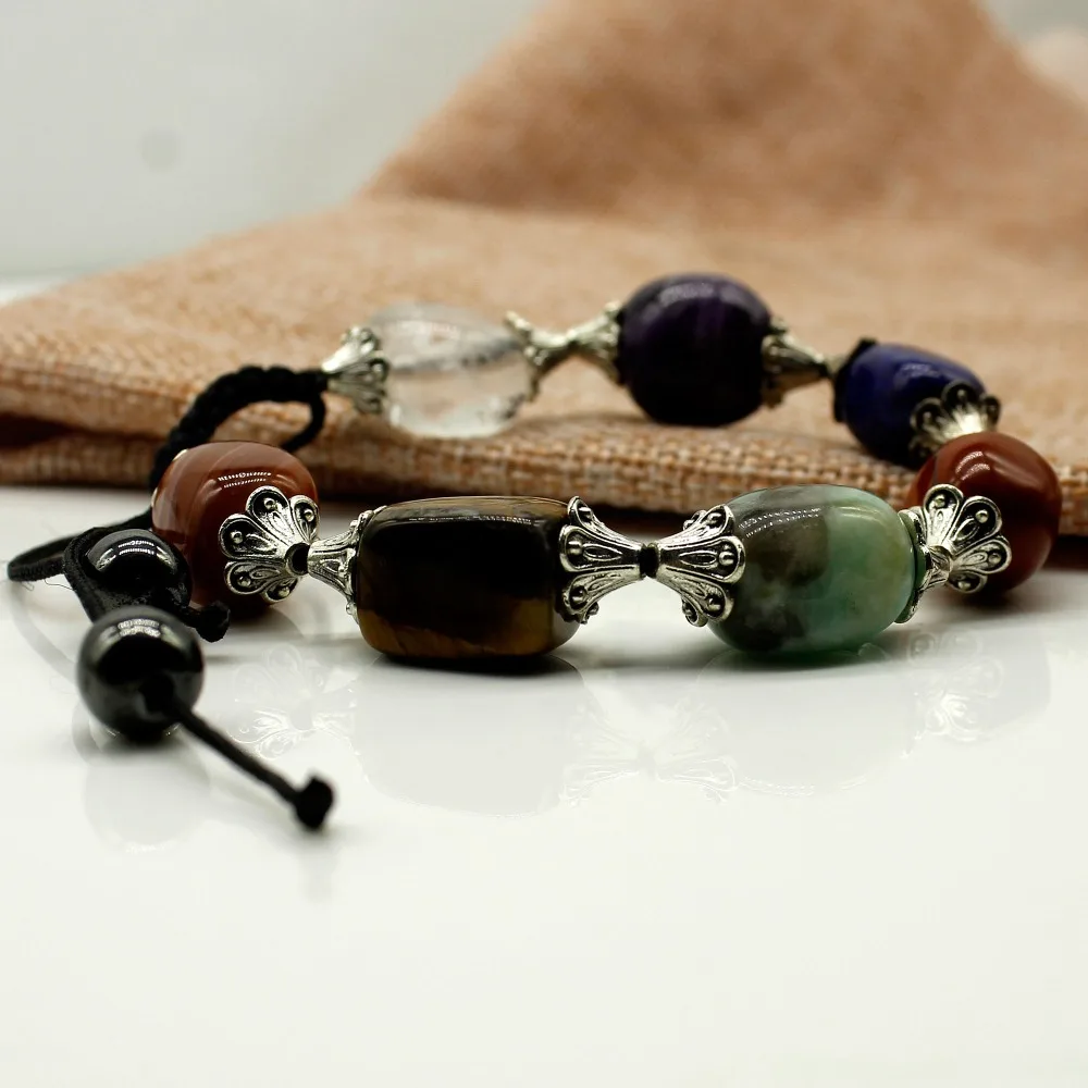 Модные 7 цветов чакры браслет из натурального камня неправильной формы бусины