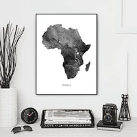 africa map posters and prints watercolor map travel wall art canvas painting grey black white picture for living room home decor