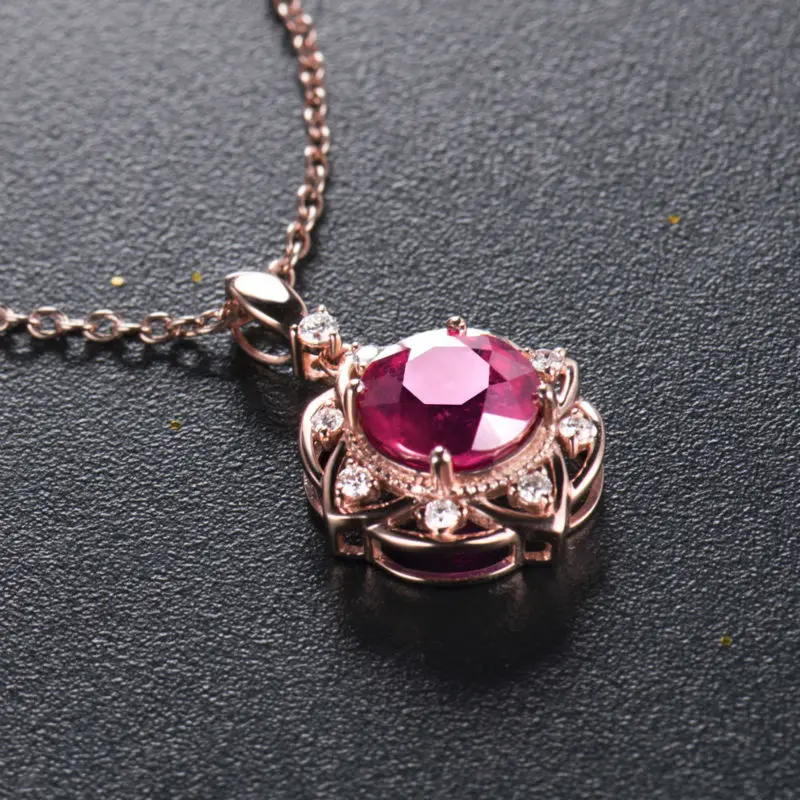 Красная подвеска с рубином из розового золота 14 к ювелирные изделия для